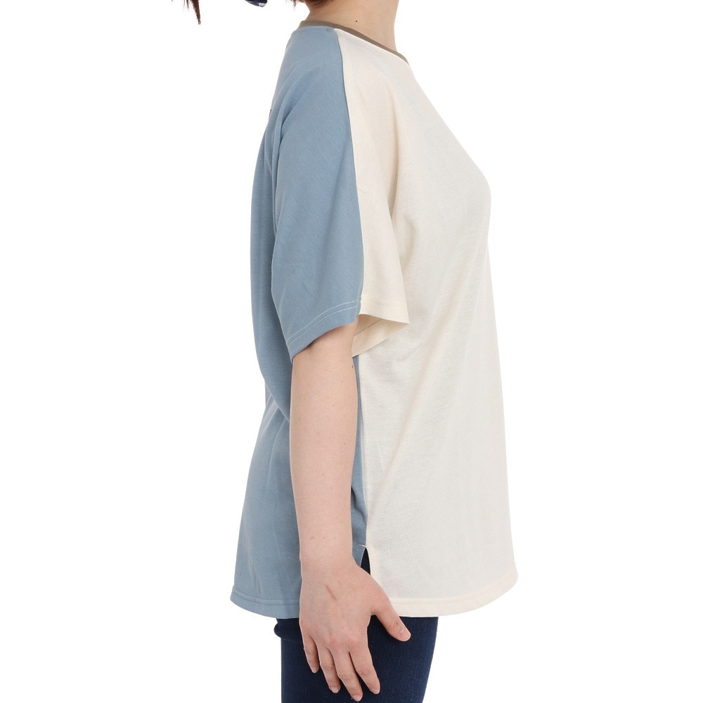 クリフメイヤー（KRIFF MAYER）（レディース）スヌーピードルマン 半袖Tシャツ 2257815L-90:MULTI-COL ホワイト×ブルー