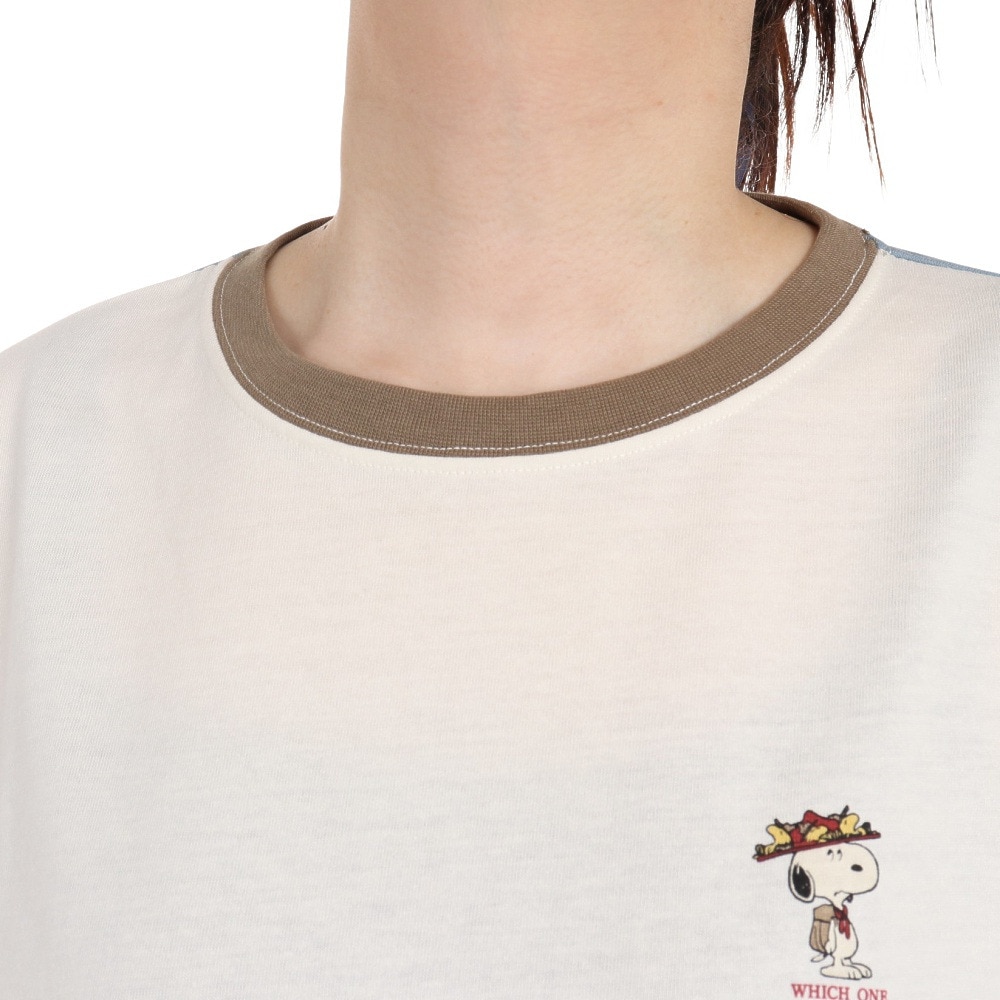 クリフメイヤー（KRIFF MAYER）（レディース）スヌーピードルマン 半袖Tシャツ 2257815L-90:MULTI-COL ホワイト×ブルー
