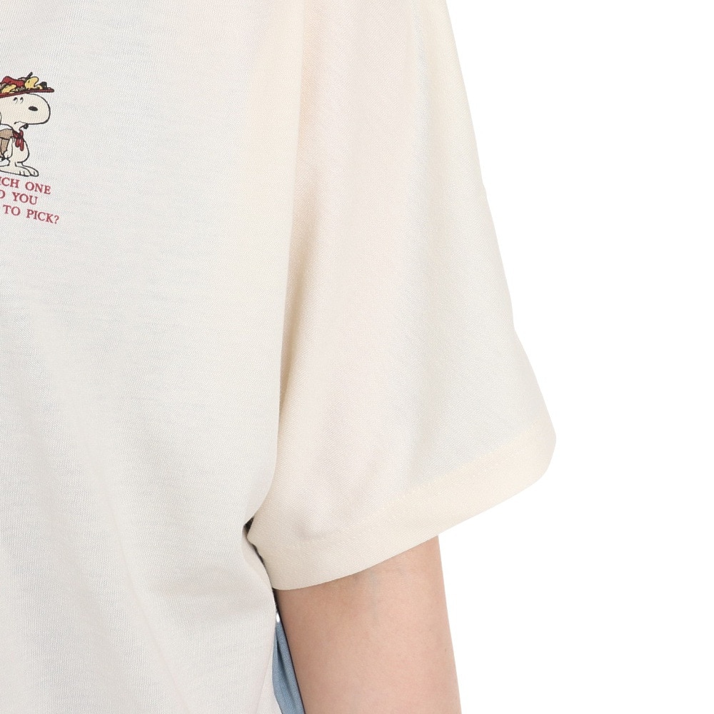 クリフメイヤー（KRIFF MAYER）（レディース）スヌーピードルマン 半袖Tシャツ 2257815L-90:MULTI-COL ホワイト×ブルー