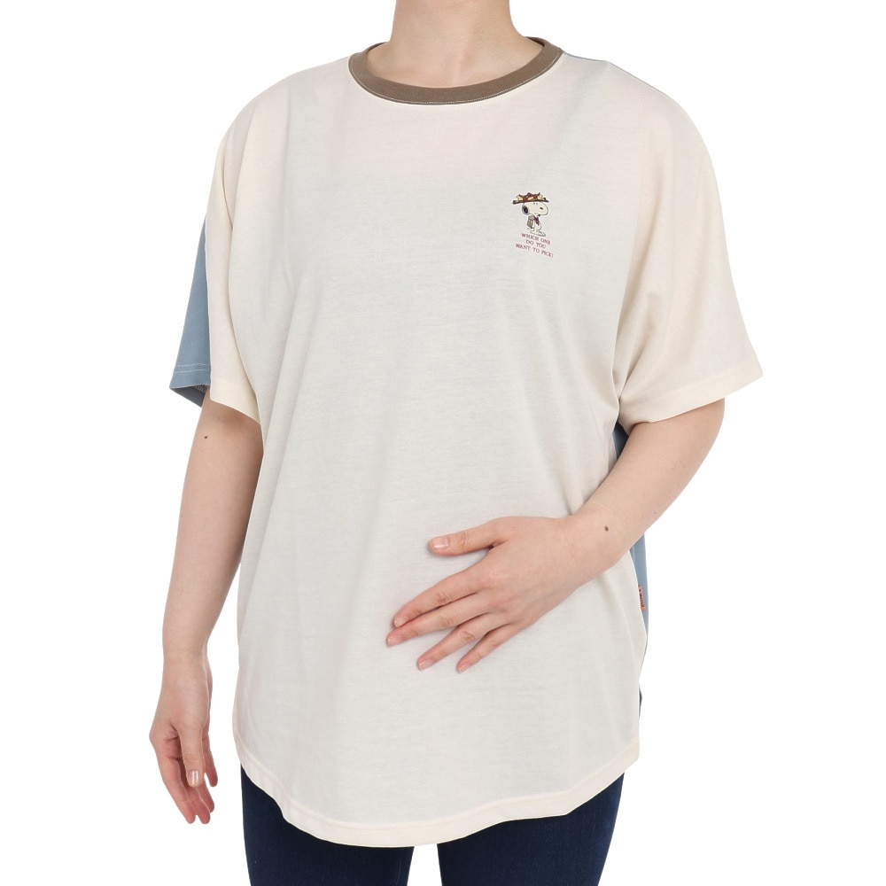 クリフメイヤー（KRIFF MAYER）（レディース）スヌーピードルマン 半袖Tシャツ 2257815L-90:MULTI-COL ホワイト×ブルー