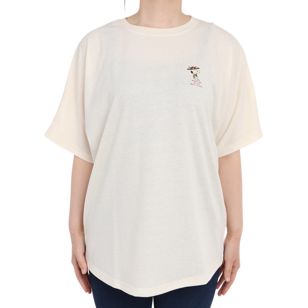 クリフメイヤー（KRIFF MAYER）（レディース）接触冷感 吸水速乾 スヌーピードルマン 半袖Tシャツ 2257815L-9:NATURAL キナリ