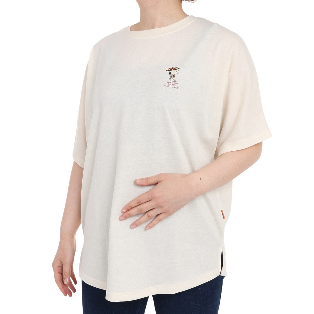 クリフメイヤー（KRIFF MAYER）（レディース）接触冷感 吸水速乾 スヌーピードルマン 半袖Tシャツ 2257815L-9:NATURAL キナリ