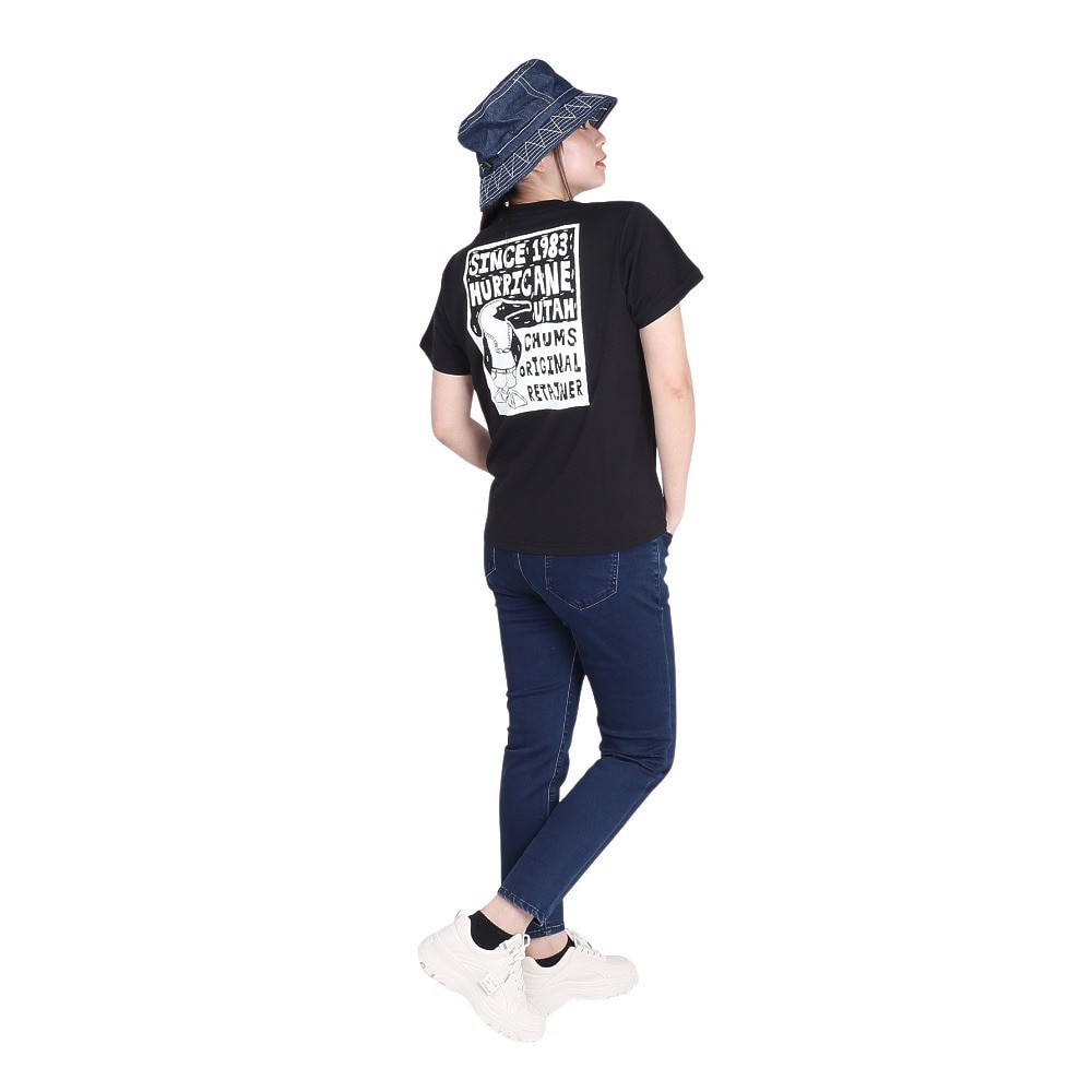 チャムス（CHUMS）（レディース）接触冷感 吸水速乾 バックプリント ウッドブロックプリントTシャツ CH11-2369-K001 ブラック