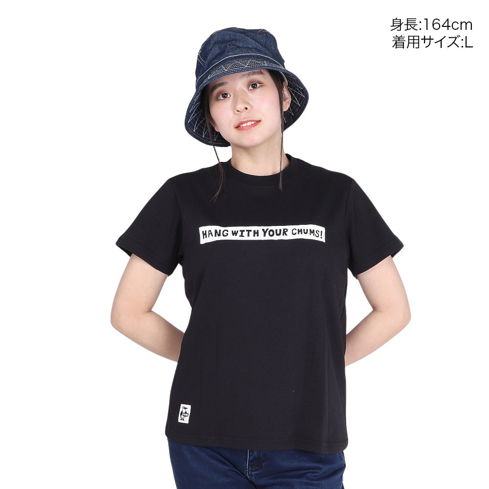 チャムス（CHUMS）（レディース）接触冷感 吸水速乾 バックプリント ウッドブロックプリントTシャツ CH11-2369-K001 ブラック