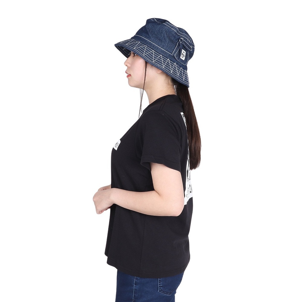 チャムス（CHUMS）（レディース）接触冷感 吸水速乾 バックプリント ウッドブロックプリントTシャツ CH11-2369-K001 ブラック