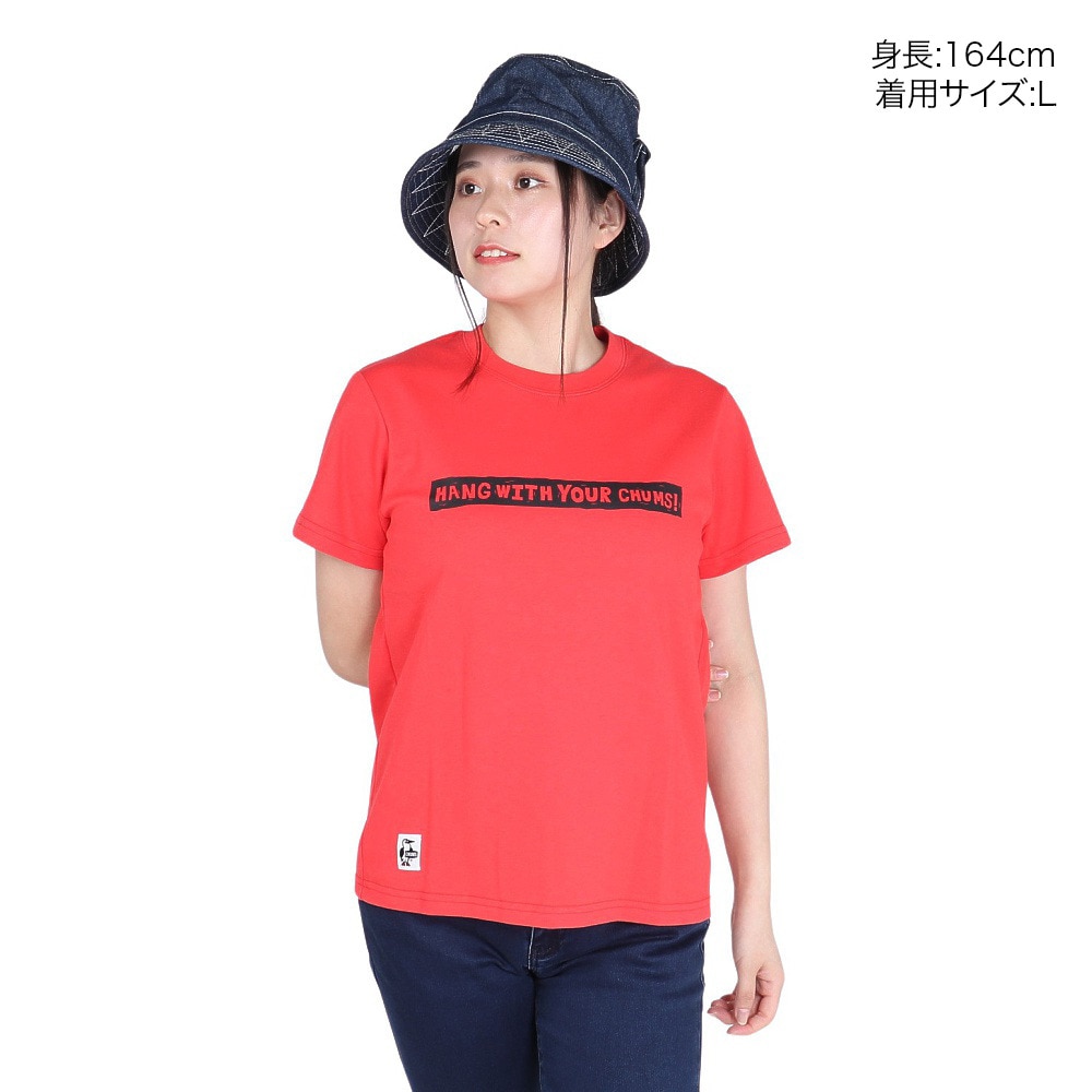 チャムス（CHUMS）（レディース）接触冷感 吸水速乾 バックプリント ウッドブロックプリントTシャツ CH11-2369-R001 レッド
