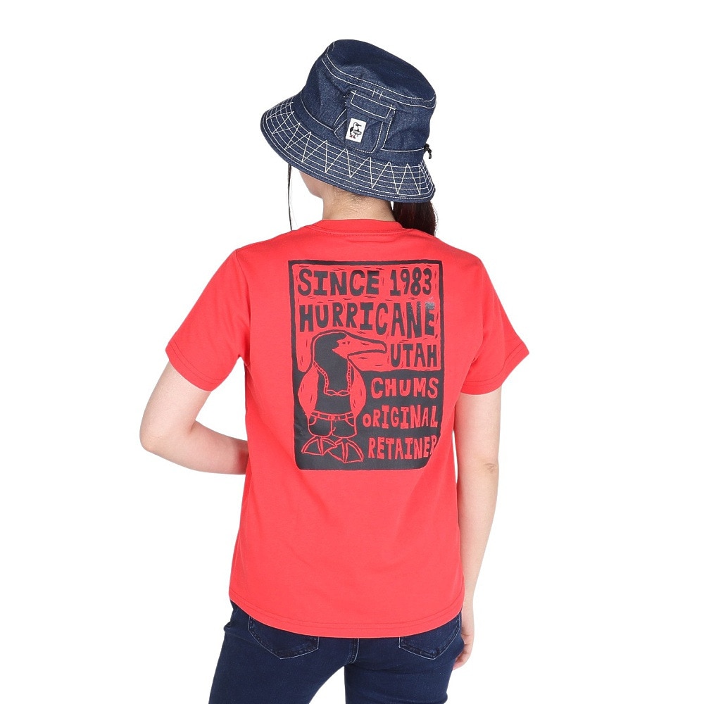 チャムス（CHUMS）（レディース）接触冷感 吸水速乾 バックプリント ウッドブロックプリントTシャツ CH11-2369-R001 レッド