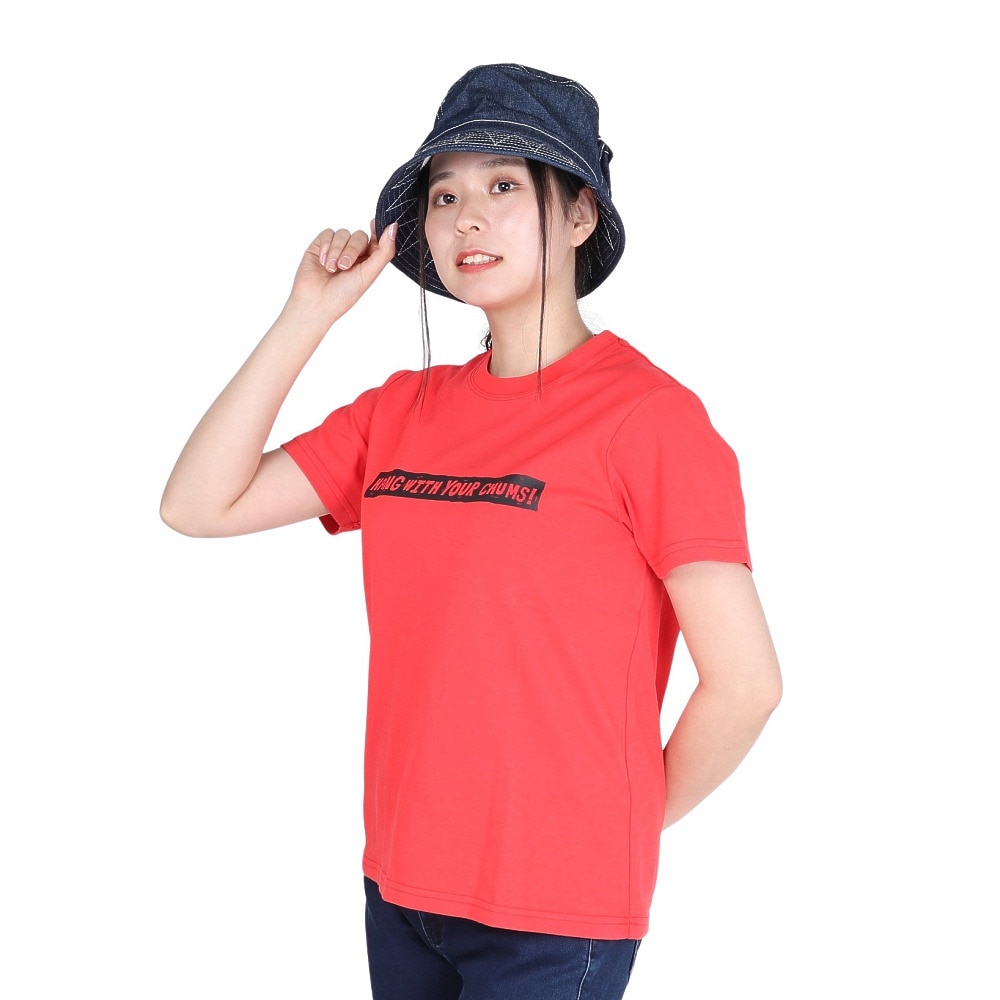 チャムス（CHUMS）（レディース）接触冷感 吸水速乾 バックプリント ウッドブロックプリントTシャツ CH11-2369-R001 レッド