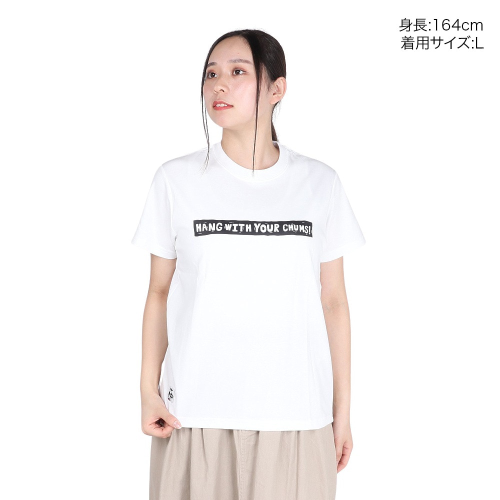 チャムス（CHUMS）（レディース）接触冷感 吸水速乾 バックプリント ウッドブロックプリントTシャツ CH11-2369-W001 ホワイト