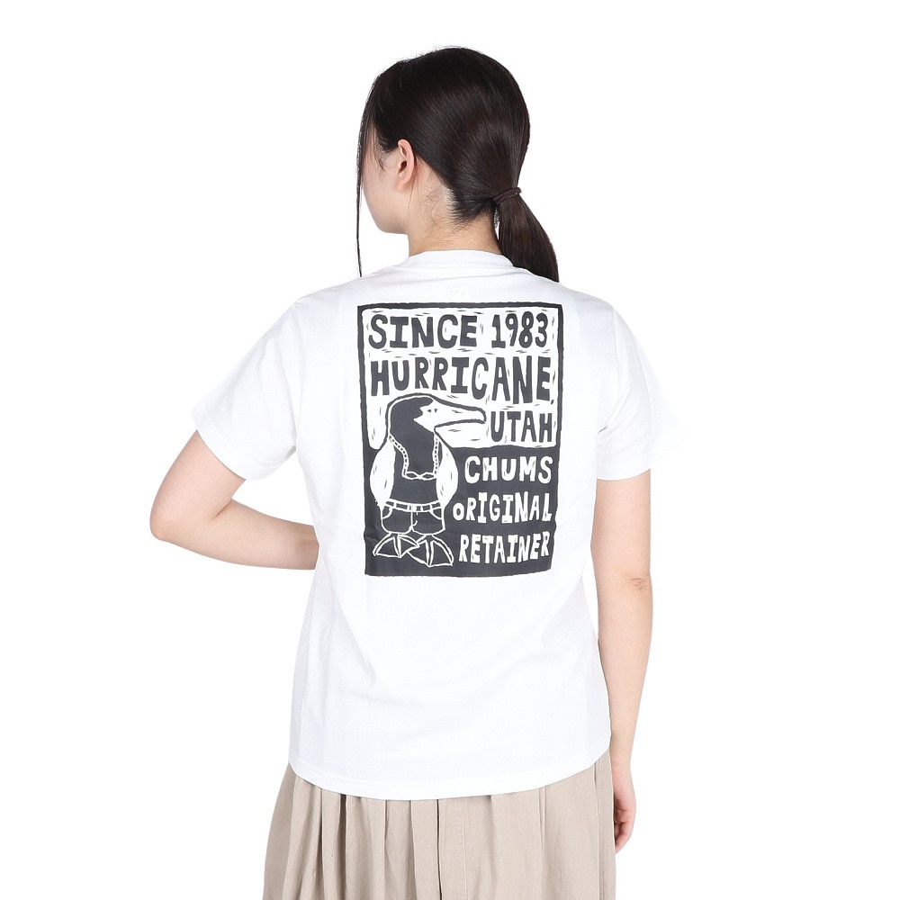 チャムス（CHUMS）（レディース）接触冷感 吸水速乾 バックプリント ウッドブロックプリントTシャツ CH11-2369-W001 ホワイト