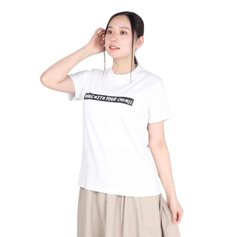 チャムス（CHUMS）（レディース）接触冷感 吸水速乾 バックプリント ウッドブロックプリントTシャツ CH11-2369-W001 ホワイト