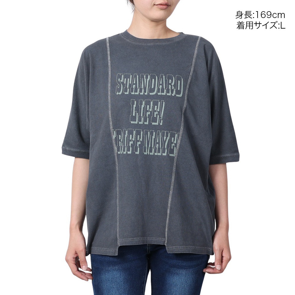 クリフメイヤー（KRIFF MAYER）（レディース）リメイク風 ピグメント モモンガ 半袖Tシャツ 2347203L-17 CHARCOAL