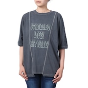 (レディース)リメイク風 ピグメント モモンガ 半袖Tシャツ 2347203L-17 CHARCOAL