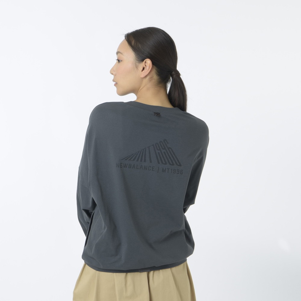ニューバランス（new balance）（レディース）長袖カットソー MT1996 ドルマンロングTシャツ AWT45008 ACK ブラック 吸汗速乾 4wayストレッチ UPF40+