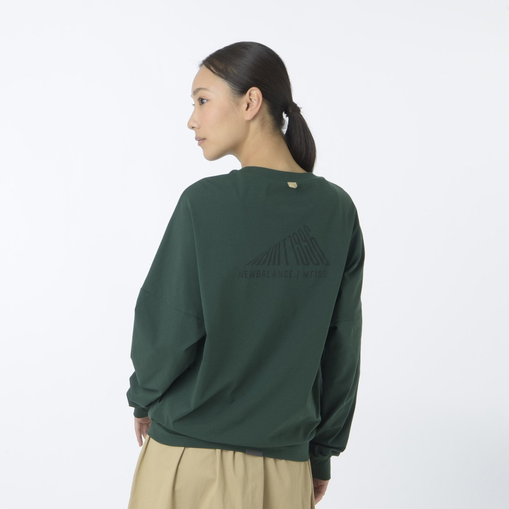 ニューバランス（new balance）（レディース）長袖カットソー MT1996 ドルマンロングTシャツ AWT45008 NWG グリーン 吸汗速乾 4wayストレッチ UPF40+