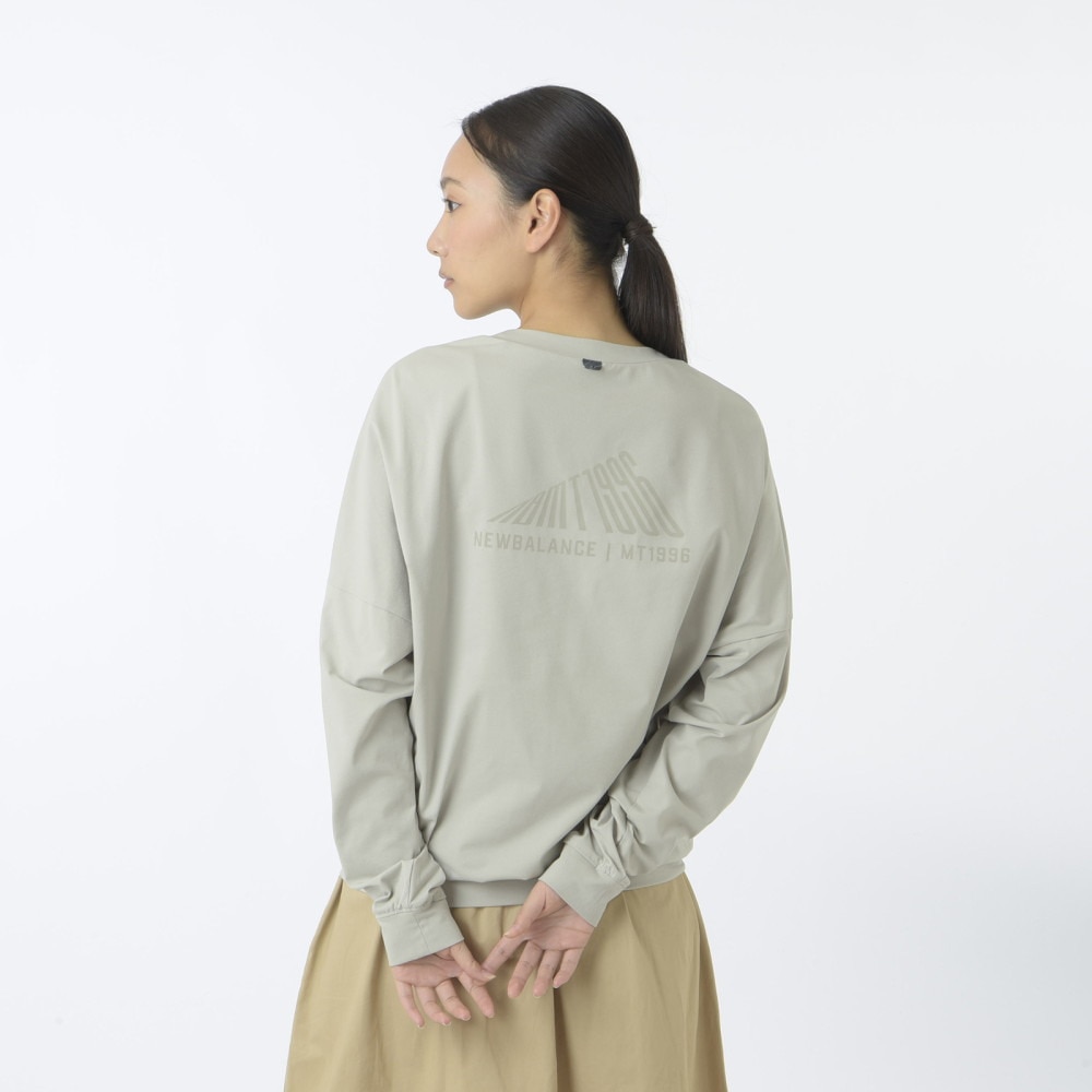 ニューバランス（new balance）（レディース）長袖カットソー MT1996 ドルマンロングTシャツ AWT45008 OVN グレー 吸汗速乾 4wayストレッチ UPF40+