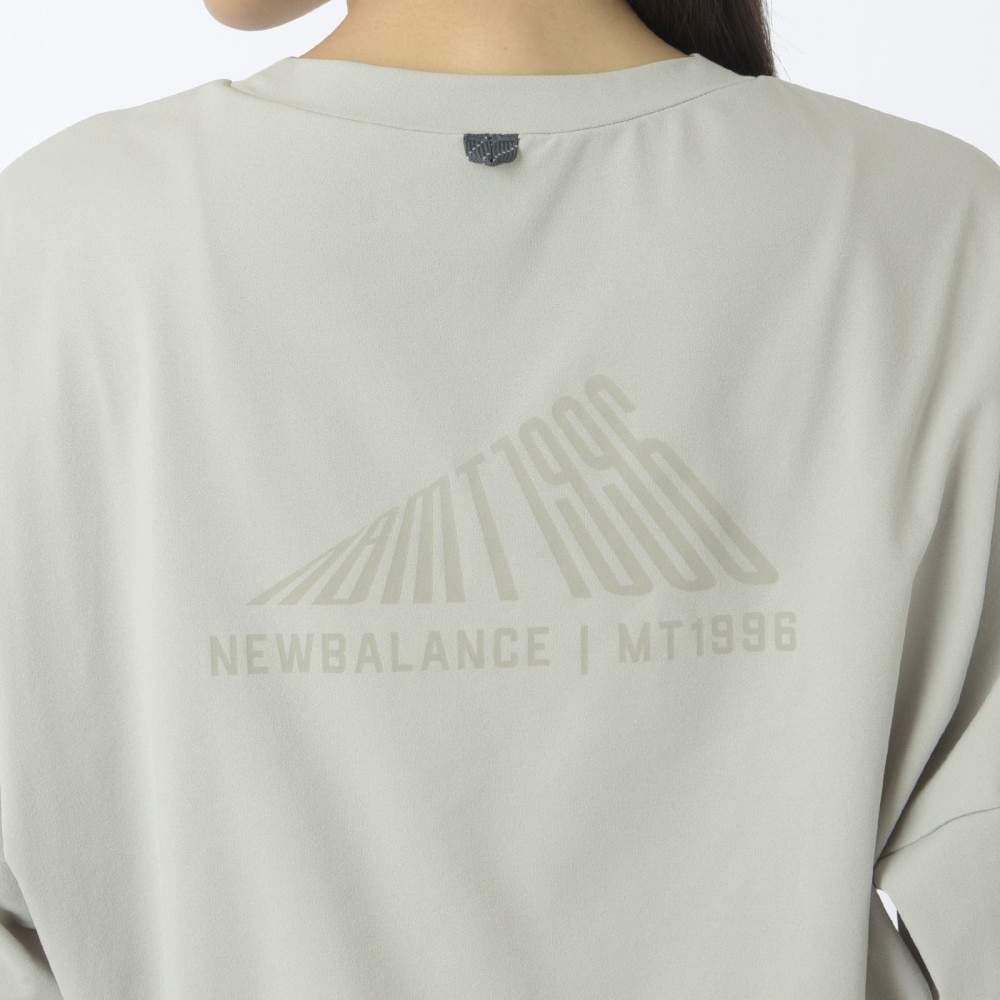 ニューバランス（new balance）（レディース）長袖カットソー MT1996 ドルマンロングTシャツ AWT45008 OVN グレー 吸汗速乾 4wayストレッチ UPF40+