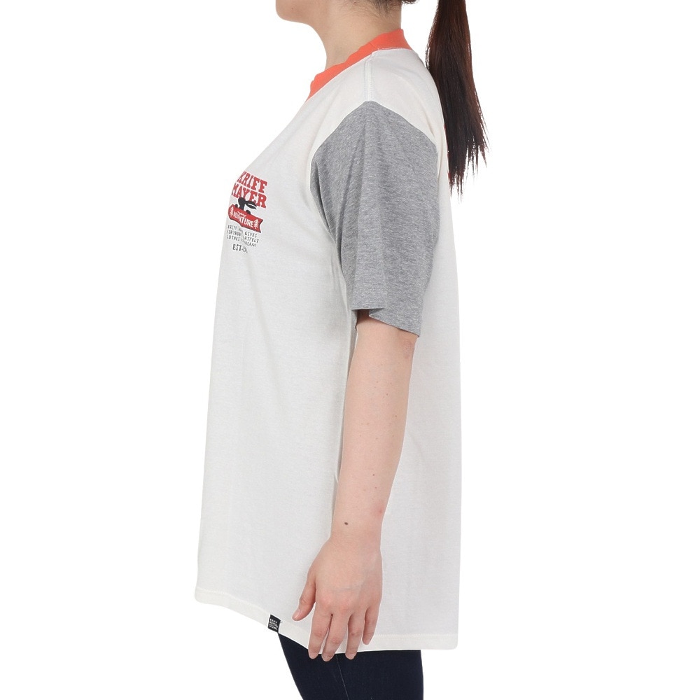 クリフメイヤー（KRIFF MAYER）（レディース）接触冷感 吸水速乾 ウェットプロテクト半袖Tシャツ 道標 2357812L:90:MULTI-COL ホワイト×オレンジ