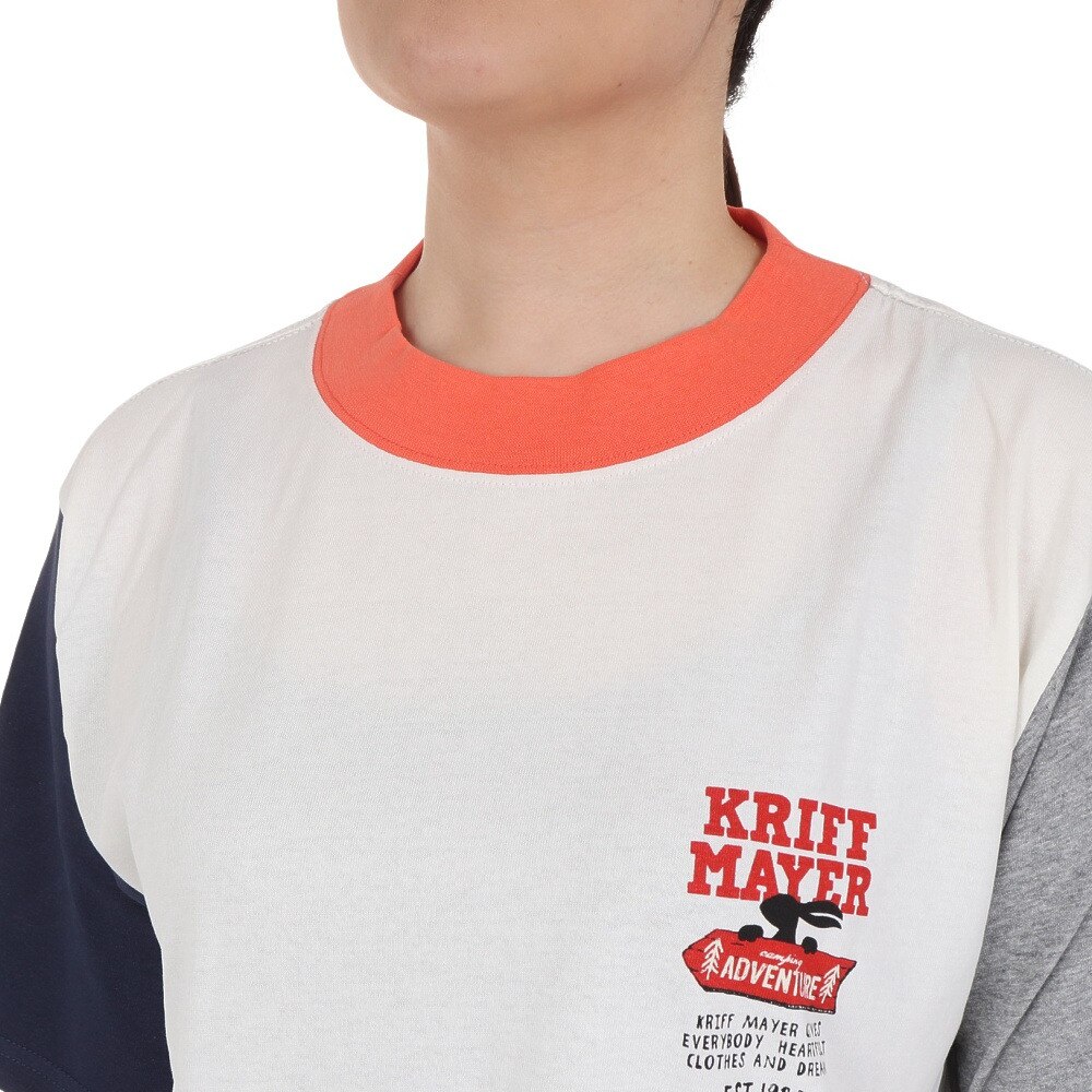 クリフメイヤー（KRIFF MAYER）（レディース）接触冷感 吸水速乾 ウェットプロテクト半袖Tシャツ 道標 2357812L:90:MULTI-COL ホワイト×オレンジ