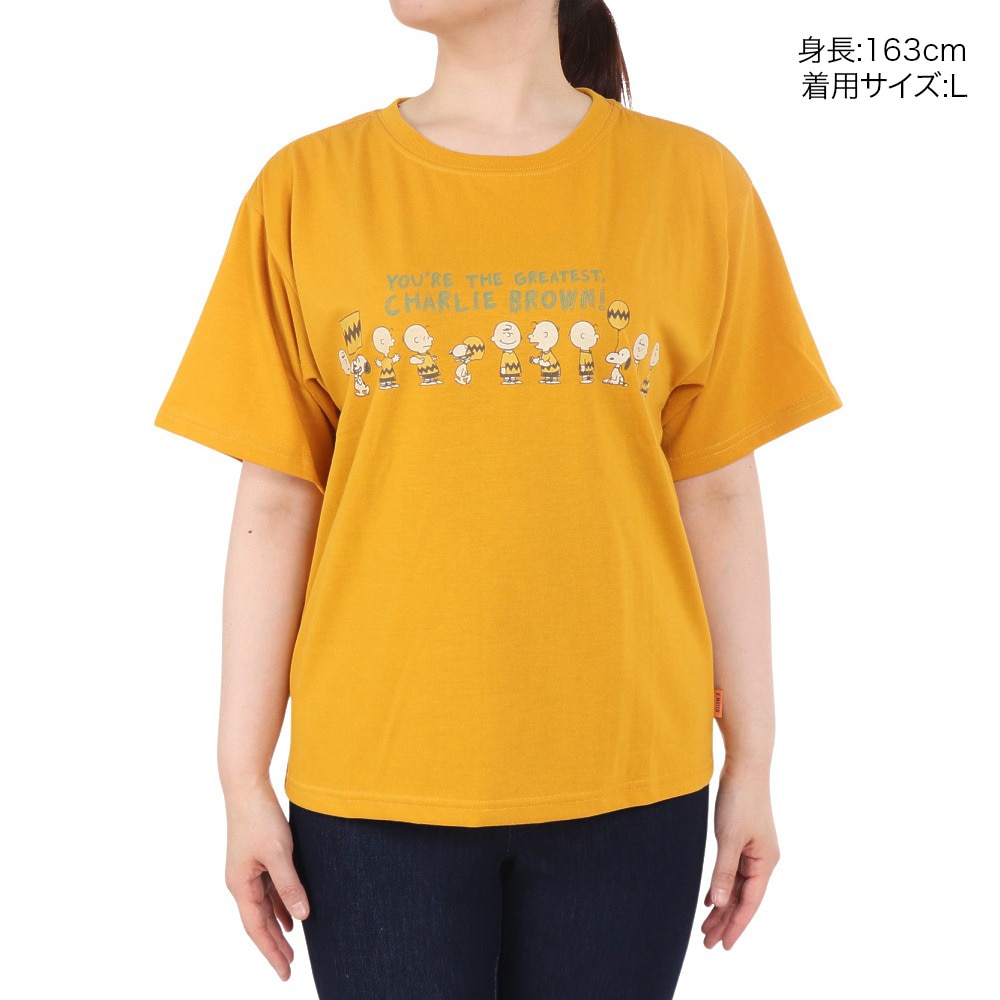クリフメイヤー（KRIFF MAYER）（レディース）スヌーピー半袖ゆるTシャツ チャーリー 2357819L:55:YELLOW