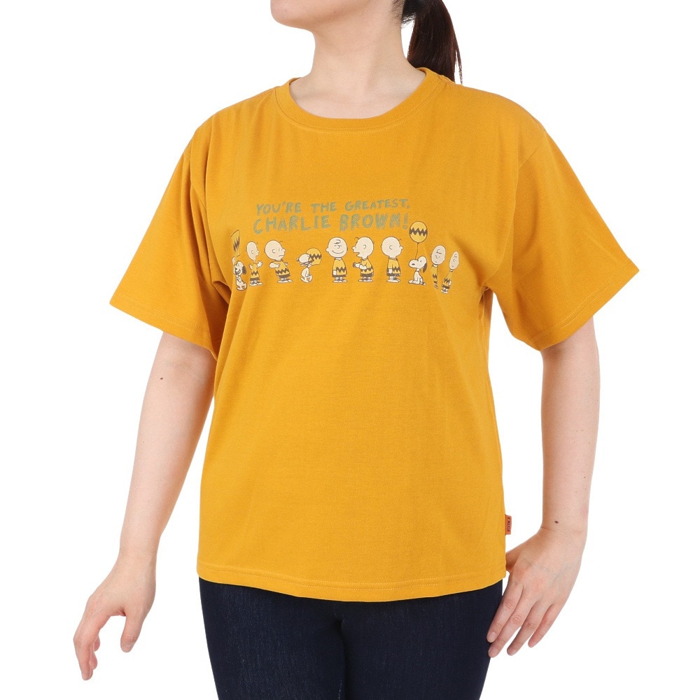 クリフメイヤー（KRIFF MAYER）（レディース）スヌーピー半袖ゆるTシャツ チャーリー 2357819L:55:YELLOW