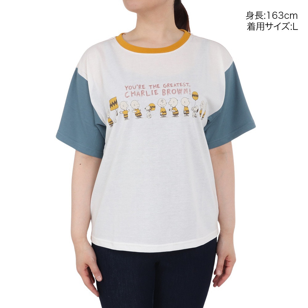 クリフメイヤー（KRIFF MAYER）（レディース）スヌーピー半袖ゆるTシャツ チャーリー 2357819L:90:MULTI-COL