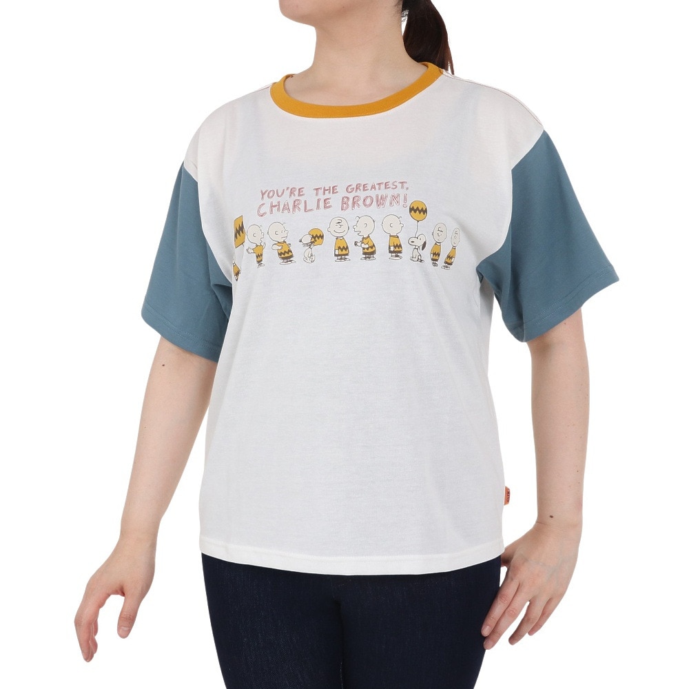 クリフメイヤー（KRIFF MAYER）（レディース）スヌーピー半袖ゆるTシャツ チャーリー 2357819L:90:MULTI-COL