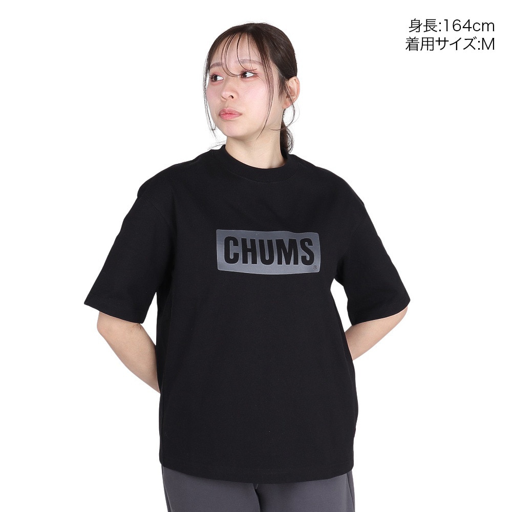 チャムス（CHUMS）（レディース）半袖Tシャツ ヘビーウェイト チャムスロゴTシャツ CH11-2271-K001 ブラック オーバーサイズ