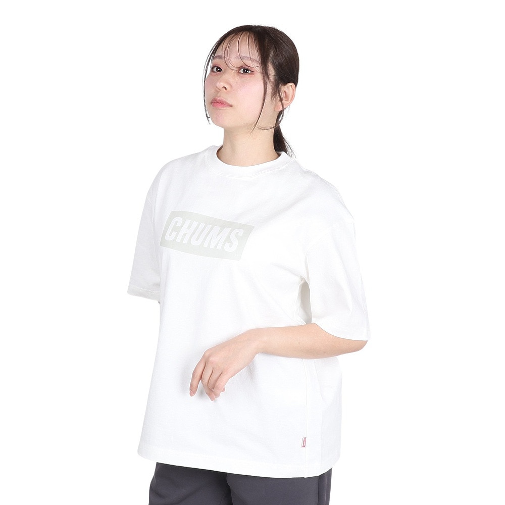 チャムス（CHUMS）（レディース）半袖Tシャツ ヘビーウェイト チャムスロゴTシャツ CH11-2271-W001 ホワイト オーバーサイズ