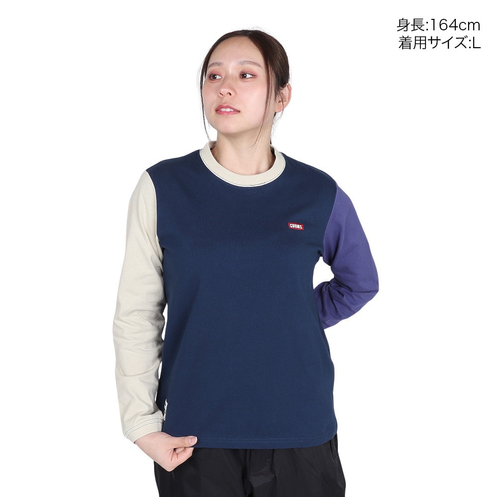 チャムス（CHUMS）（レディース）長袖Tシャツ ロンT ブービーロゴTシャツ CH11-2275-C087 パープル バックプリント 綿100