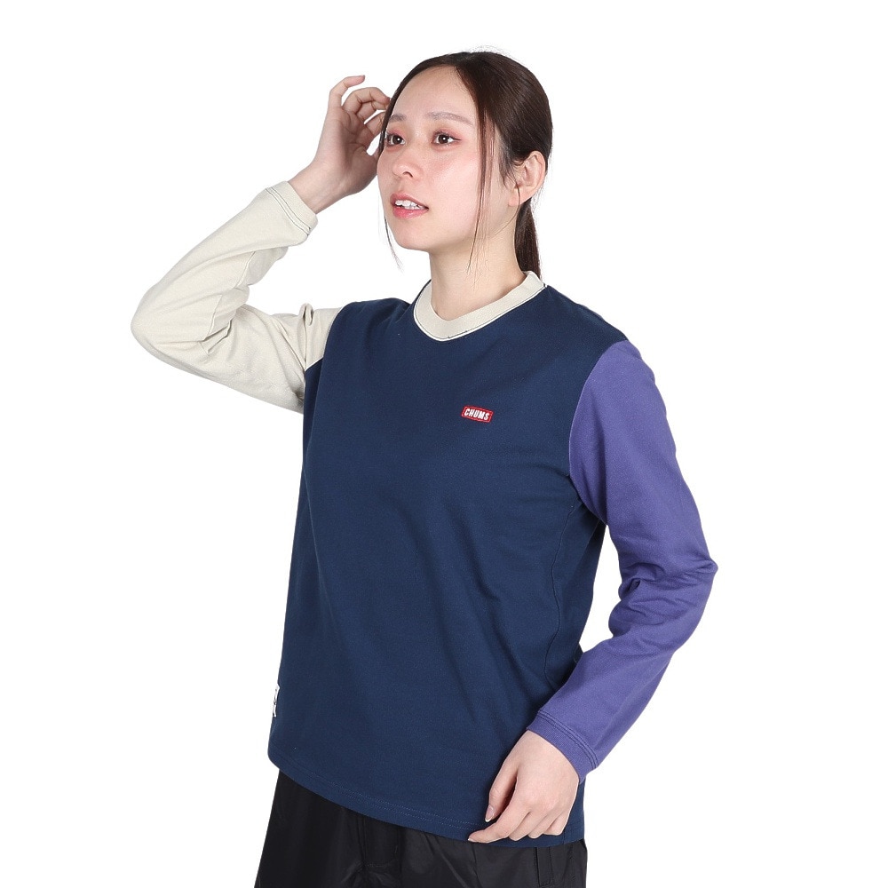 チャムス（CHUMS）（レディース）長袖Tシャツ ロンT ブービーロゴTシャツ CH11-2275-C087 パープル バックプリント 綿100