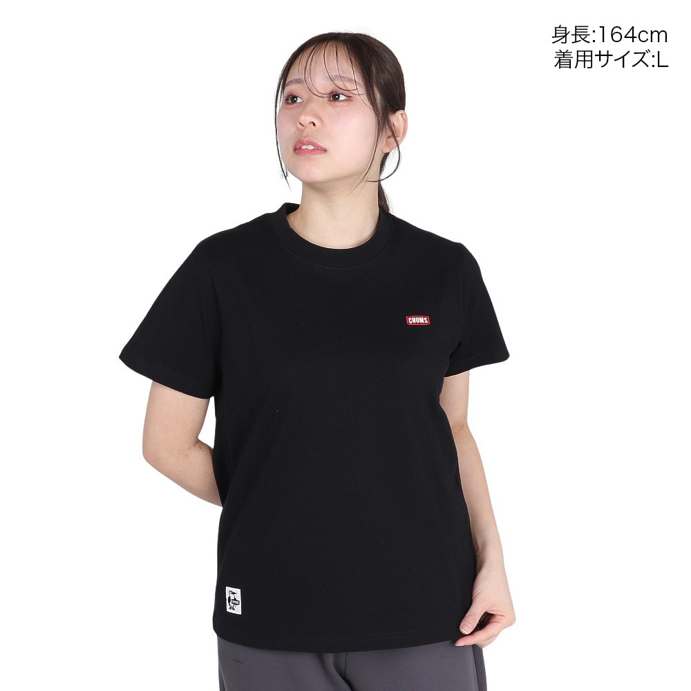 チャムス（CHUMS）（レディース）半袖Tシャツ エルブレスコラボ LB ロゴ Glow Tシャツ CH11-2574-K001 ブラック 蓄光 綿100