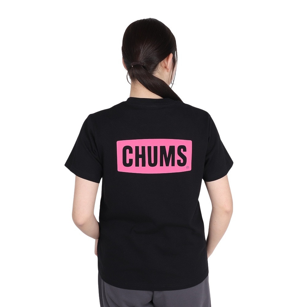 チャムス（CHUMS）（レディース）半袖Tシャツ エルブレスコラボ LB ロゴ Glow Tシャツ CH11-2574-K001 ブラック 蓄光 綿100