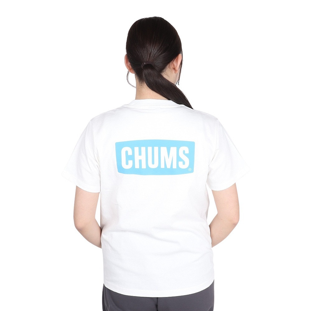 チャムス（CHUMS）（レディース）半袖Tシャツ エルブレスコラボ LB ロゴ Glow Tシャツ CH11-2574-W001 ホワイト 蓄光 綿100