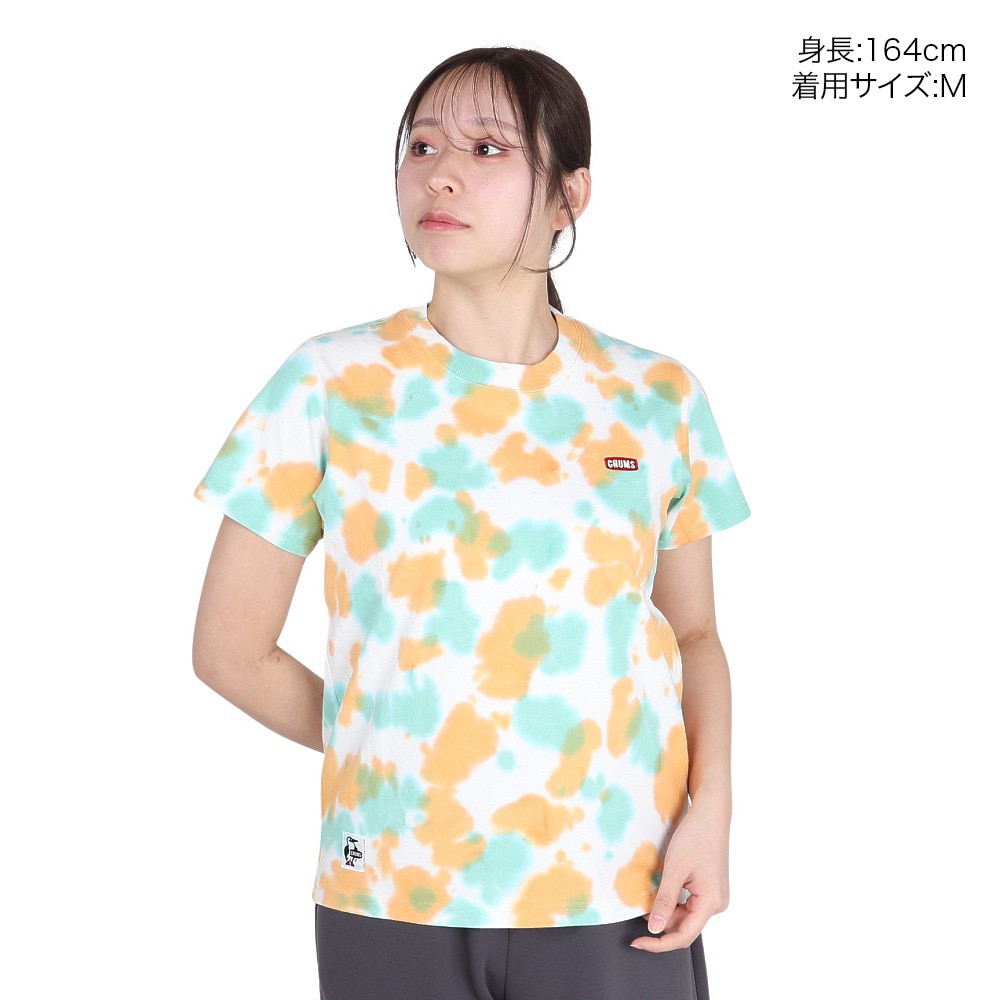 チャムス（CHUMS）（レディース）半袖Tシャツ エルブレスコラボ LB ロゴ Glow Tシャツ CH11-2574-Z358 オレンジ×グリーン 蓄光 綿100