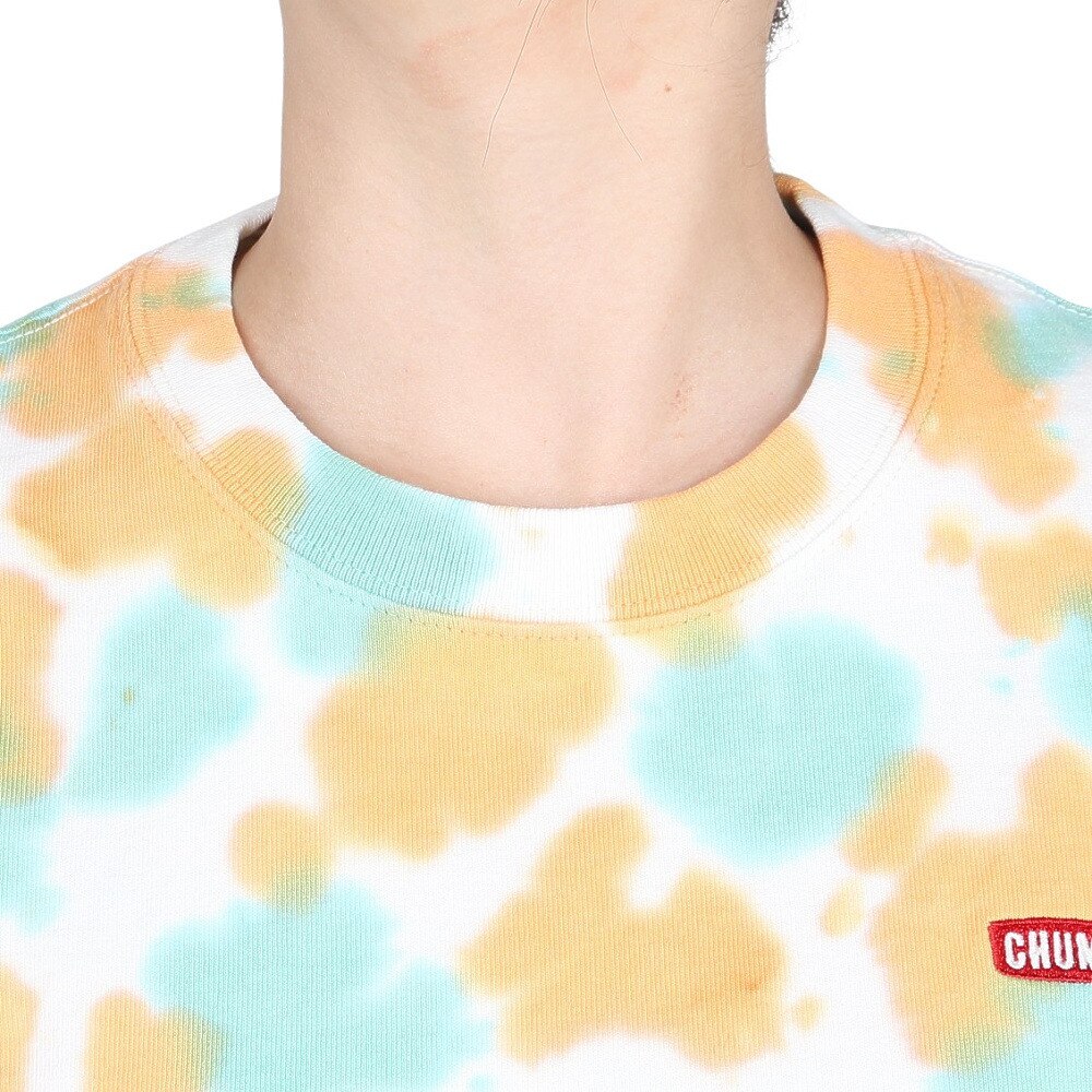 チャムス（CHUMS）（レディース）半袖Tシャツ エルブレスコラボ LB ロゴ Glow Tシャツ CH11-2574-Z358 オレンジ×グリーン 蓄光 綿100