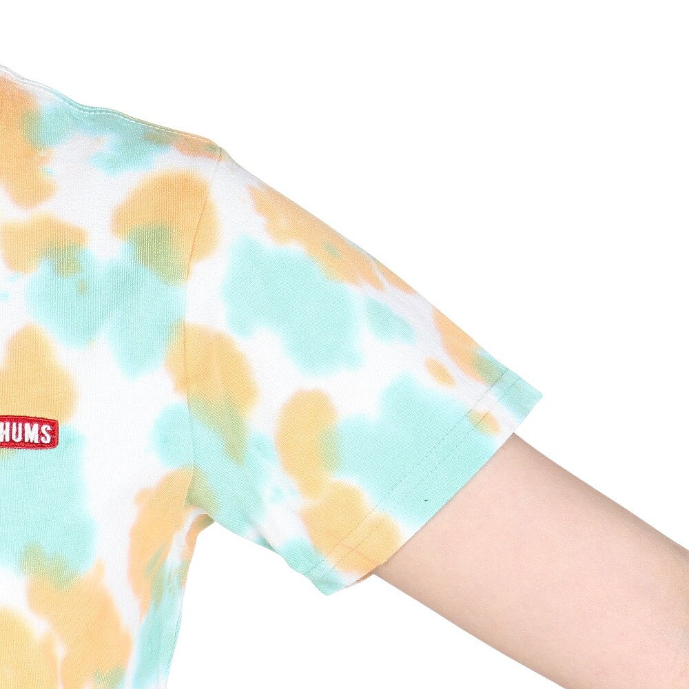 チャムス（CHUMS）（レディース）半袖Tシャツ エルブレスコラボ LB ロゴ Glow Tシャツ CH11-2574-Z358 オレンジ×グリーン 蓄光 綿100