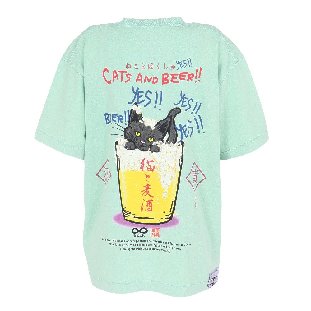ゴースローキャラバン（GOSLOWCARAVAN）（メンズ、レディース）RAY綿 猫と麦酒 半袖Tシャツ 麦酒風呂 362617 MNT