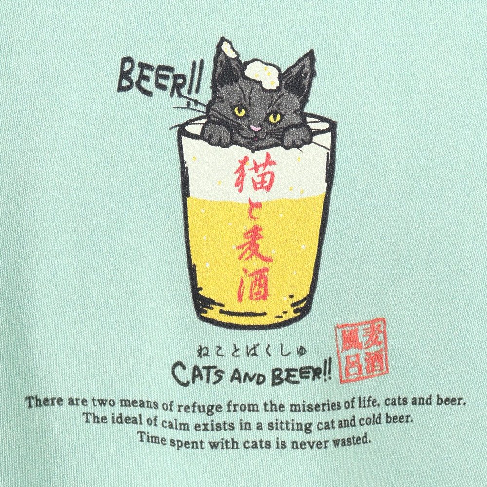 ゴースローキャラバン（GOSLOWCARAVAN）（メンズ、レディース）RAY綿 猫と麦酒 半袖Tシャツ 麦酒風呂 362617 MNT