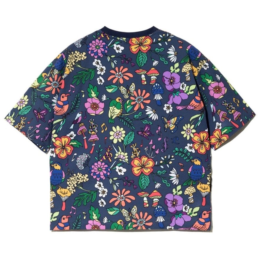 ゴースローキャラバン（GOSLOWCARAVAN）（レディース）サッカー 総柄プリントTシャツ 366112 NAV