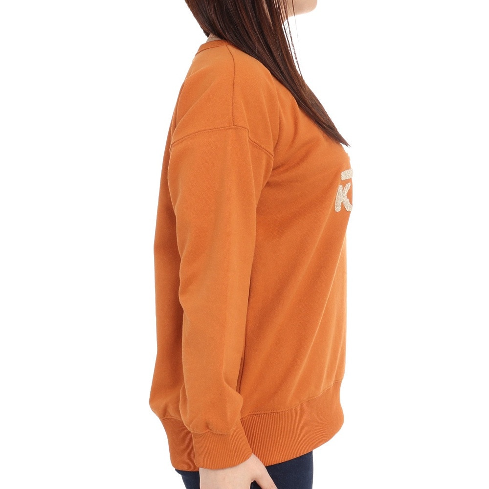 クリフメイヤー（KRIFF MAYER）（レディース）裏起毛ユルクルー サガラ刺繍 2327806L-45:ORANGE トレーナー スウェット