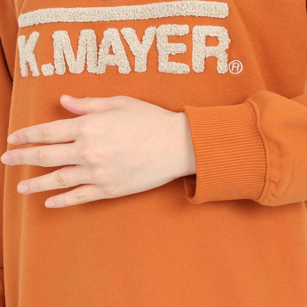 クリフメイヤー（KRIFF MAYER）（レディース）裏起毛ユルクルー サガラ刺繍 2327806L-45:ORANGE トレーナー スウェット