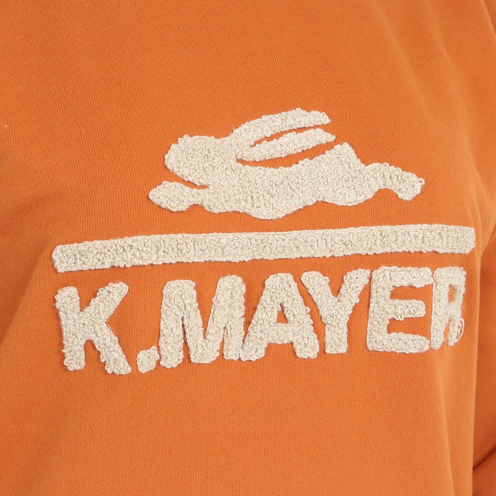 クリフメイヤー（KRIFF MAYER）（レディース）裏起毛ユルクルー サガラ刺繍 2327806L-45:ORANGE トレーナー スウェット