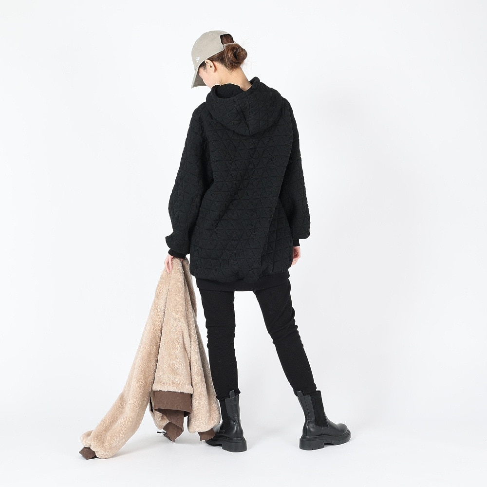 クリフメイヤー（KRIFF MAYER）（レディース）パーカー ロング丈 キルト スウェット チュニックパーカー 2327814L-19:BLACK ブラック 体型カバー