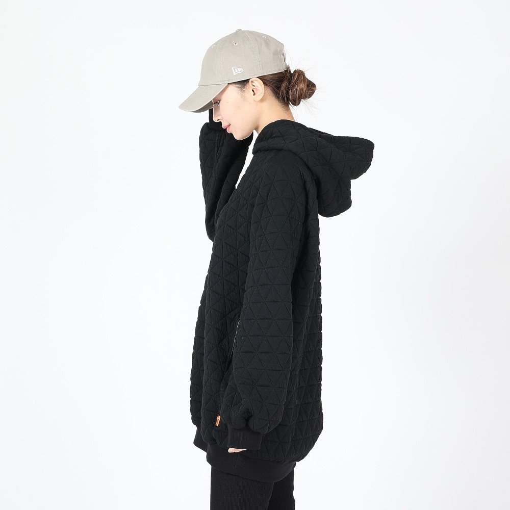 クリフメイヤー（KRIFF MAYER）（レディース）パーカー ロング丈 キルト スウェット チュニックパーカー 2327814L-19:BLACK ブラック 体型カバー