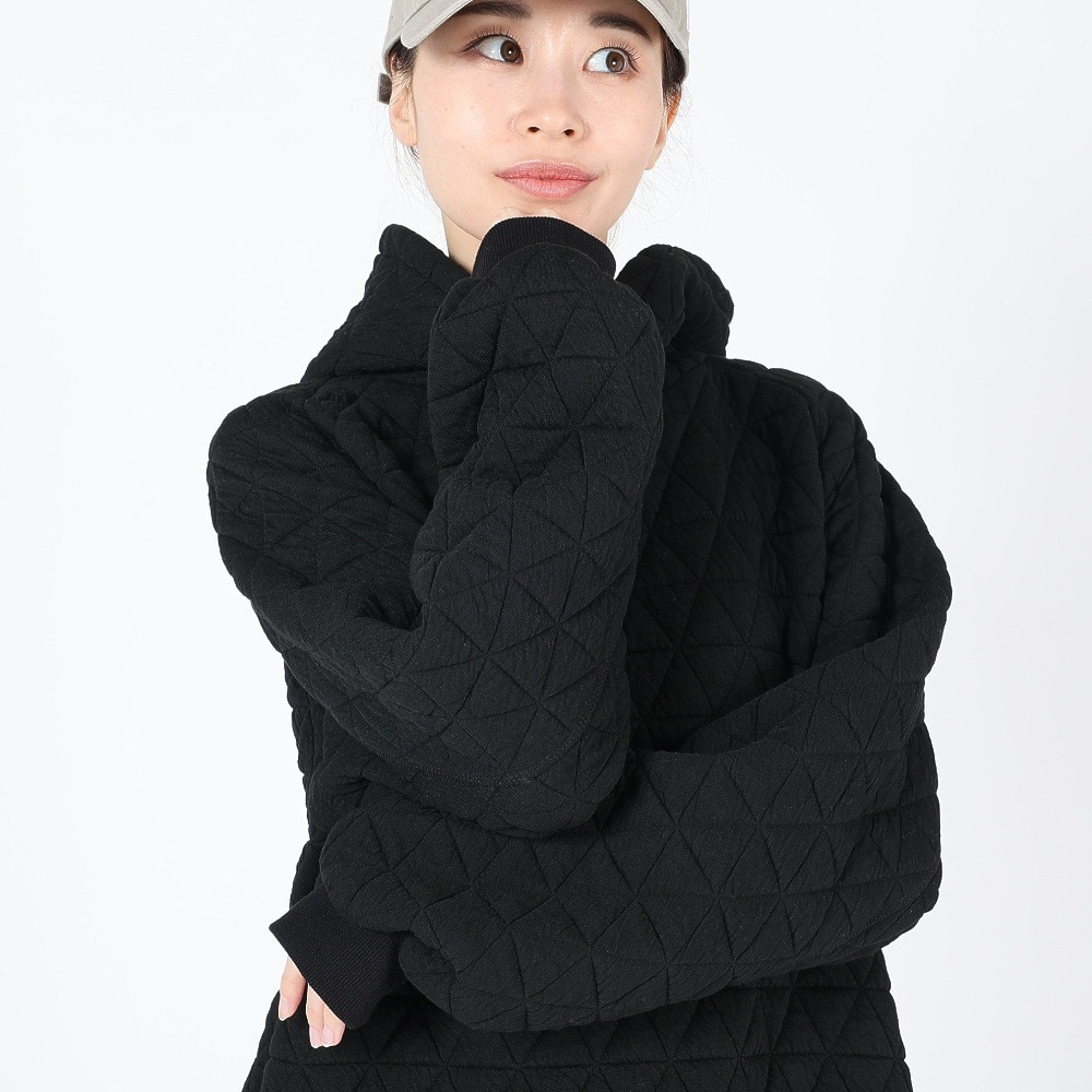 クリフメイヤー（KRIFF MAYER）（レディース）パーカー ロング丈 キルト スウェット チュニックパーカー 2327814L-19:BLACK ブラック 体型カバー