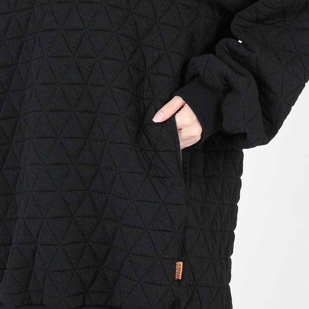 クリフメイヤー（KRIFF MAYER）（レディース）パーカー ロング丈 キルト スウェット チュニックパーカー 2327814L-19:BLACK ブラック 体型カバー