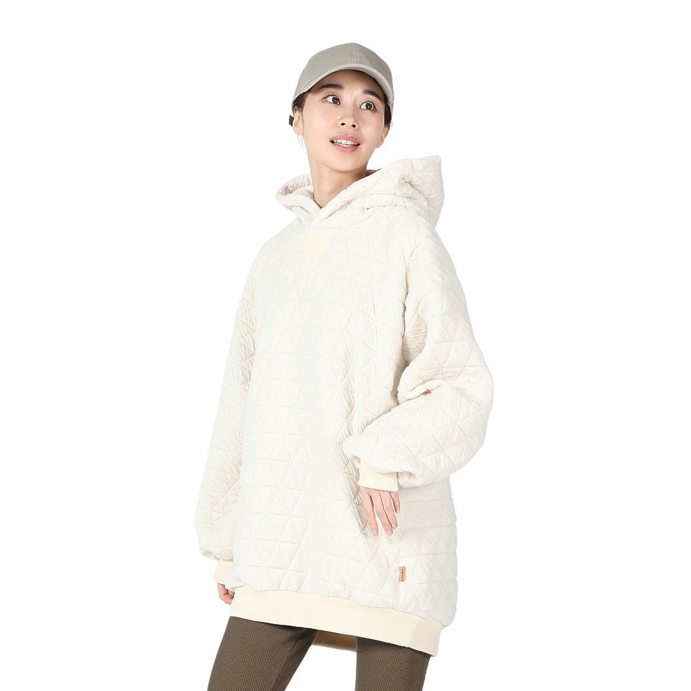 クリフメイヤー（KRIFF MAYER）（レディース）パーカー ロング丈 キルト スウェット チュニックパーカー 2327814L-9:NATURAL ナチュラル 体型カバー