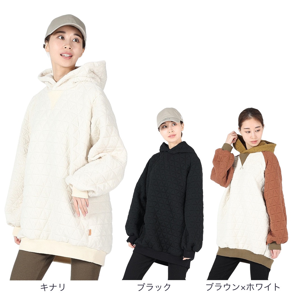 クリフメイヤー（KRIFF MAYER）（レディース）パーカー ロング丈 キルト スウェット チュニックパーカー 2327814L-90:MULTI-COL マルチカラー 体型カバー