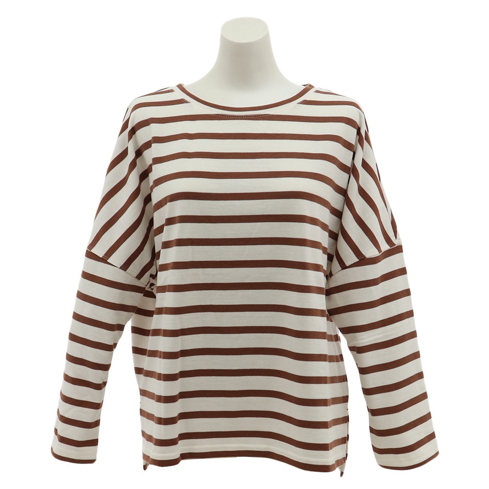 Tシャツ レディース 長袖 配色ボーダー 9712513-32BRW
